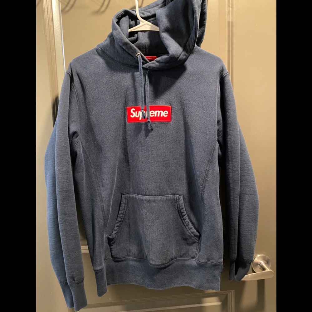 Supreme box logo hoodie sweatshirt Navy